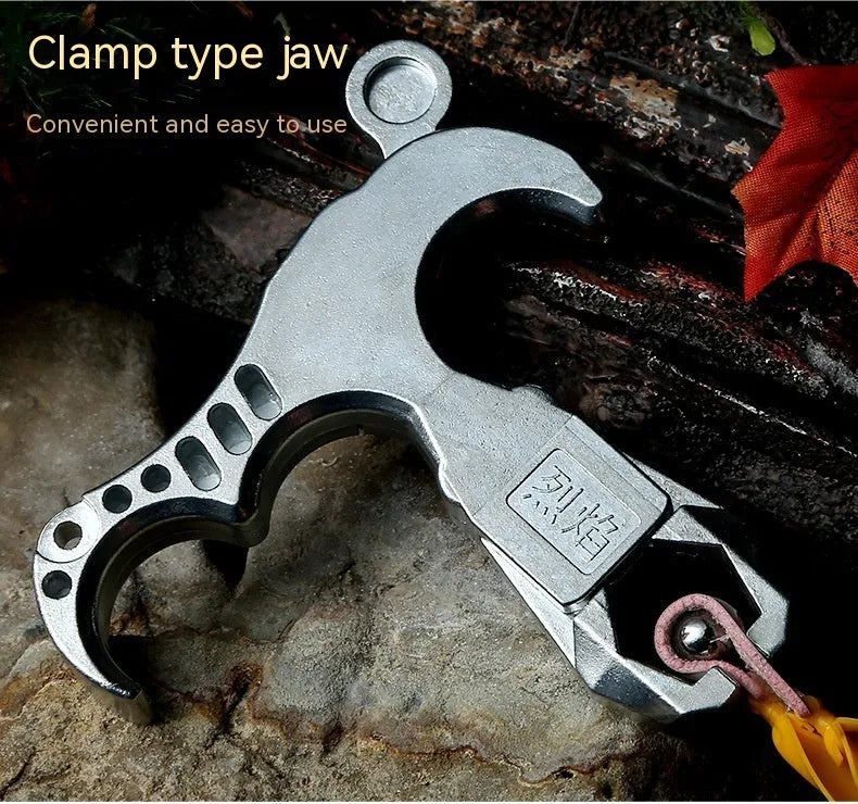 Close-up of a zinc alloy archery release aid with a two-axis harpoon clip mechanism.