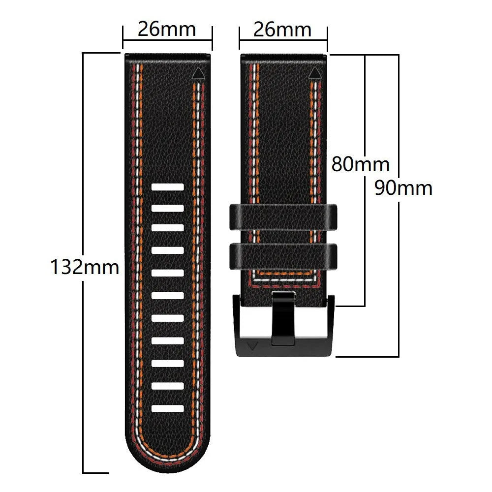 Silicone leather quick release watchband for Garmin Fenix smartwatches in multiple colours