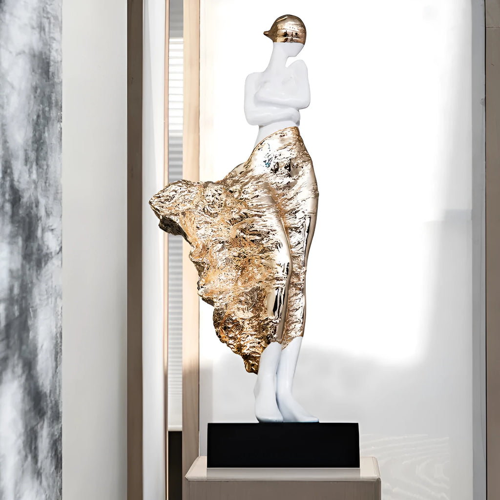 48cm tall resin character ornament in rose gold metallic finish