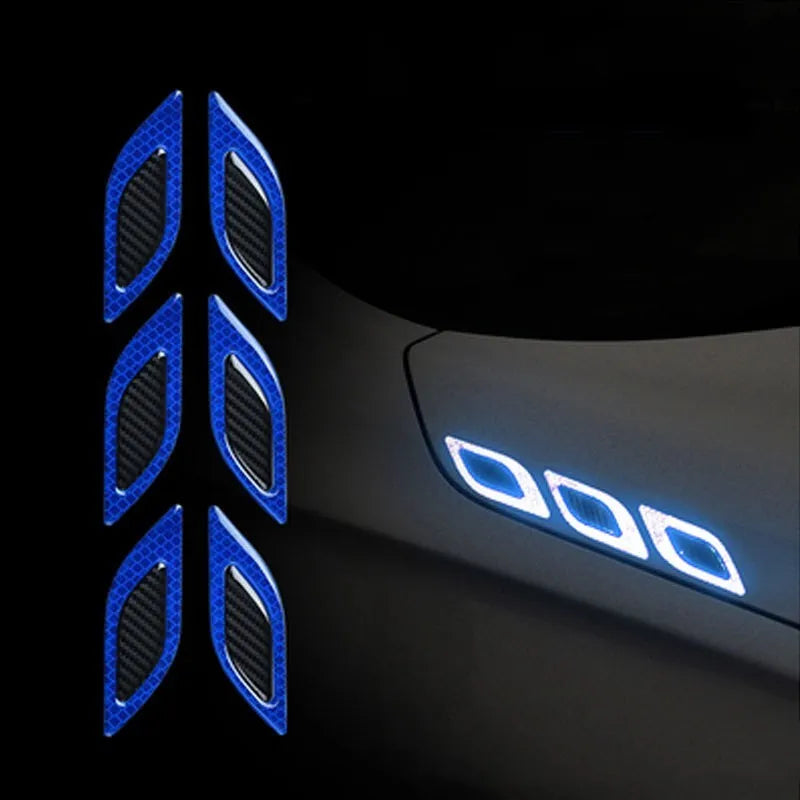 Blue reflective bumper protection tape applied to car bumper edge showing 17mm width