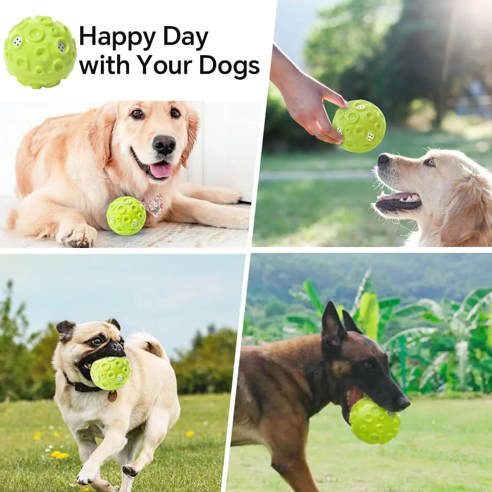 Coloured natural rubber dog toy ball with a bumpy texture for aggressive chewers and teeth cleaning