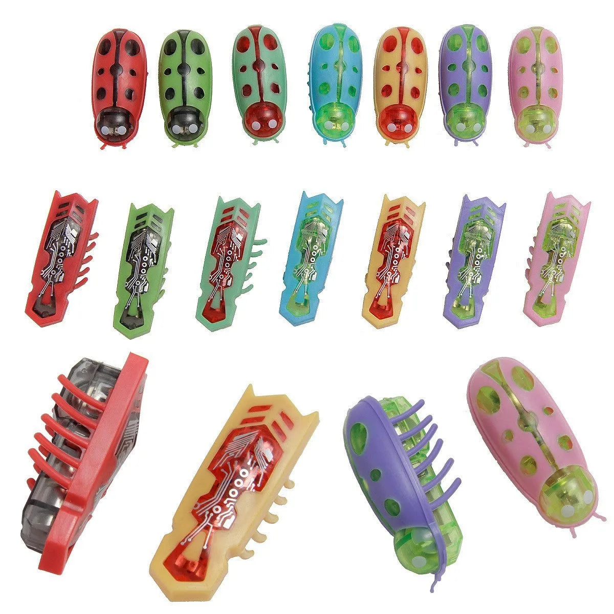 Electric worm-shaped cat teaser toy with jumping insect motion in red and black ladybug style