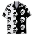 Men's short sleeve Cuban collar Hawaiian shirt in a printed design on polyester fabric.