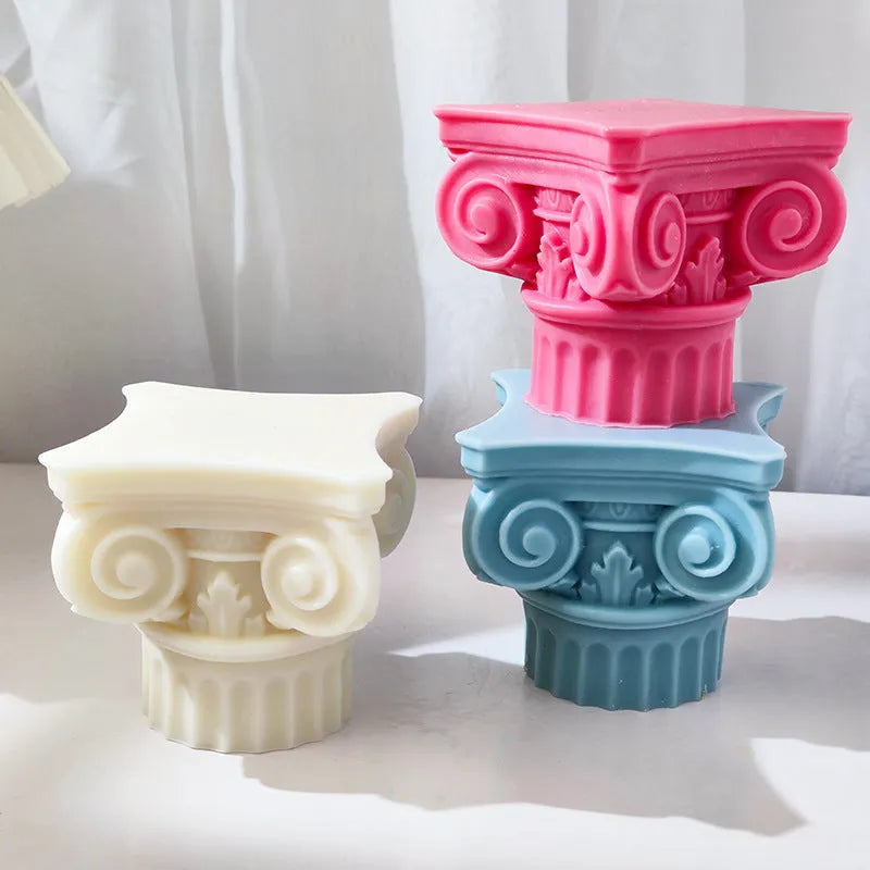 C271 specification Roman pillar silicone mould for candle making and crafting on a white background.