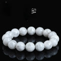 Women's geometric crystal bracelet with natural blizzard snowflake round beads in 5A or 6A colour variations