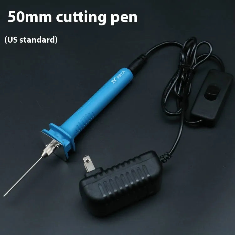Blue electric heating cutter with plastic handle for cutting foam polystyrene and pearl cotton boards