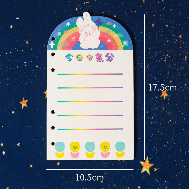 A6 loose-leaf notebook with girl heart character design, 80 sheets, 6-hole punch for student binders