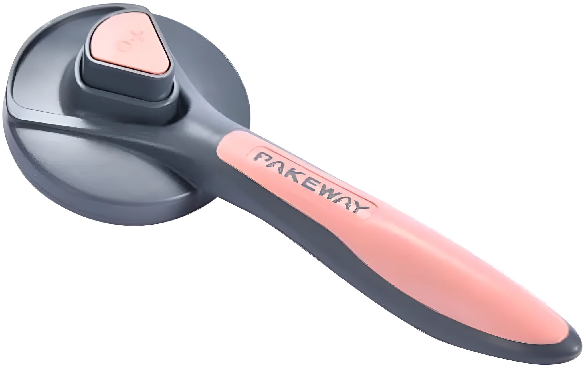 Grey self-cleaning pet grooming brush with a comfort-grip handle and a one-click button