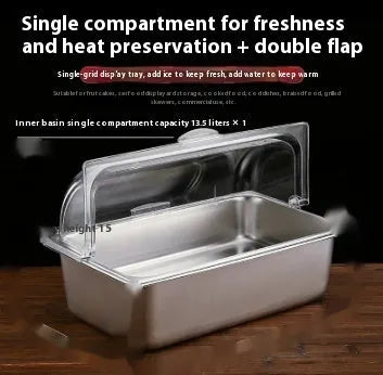 Stainless steel commercial dining plate display box with lid and multiple compartment configuration options