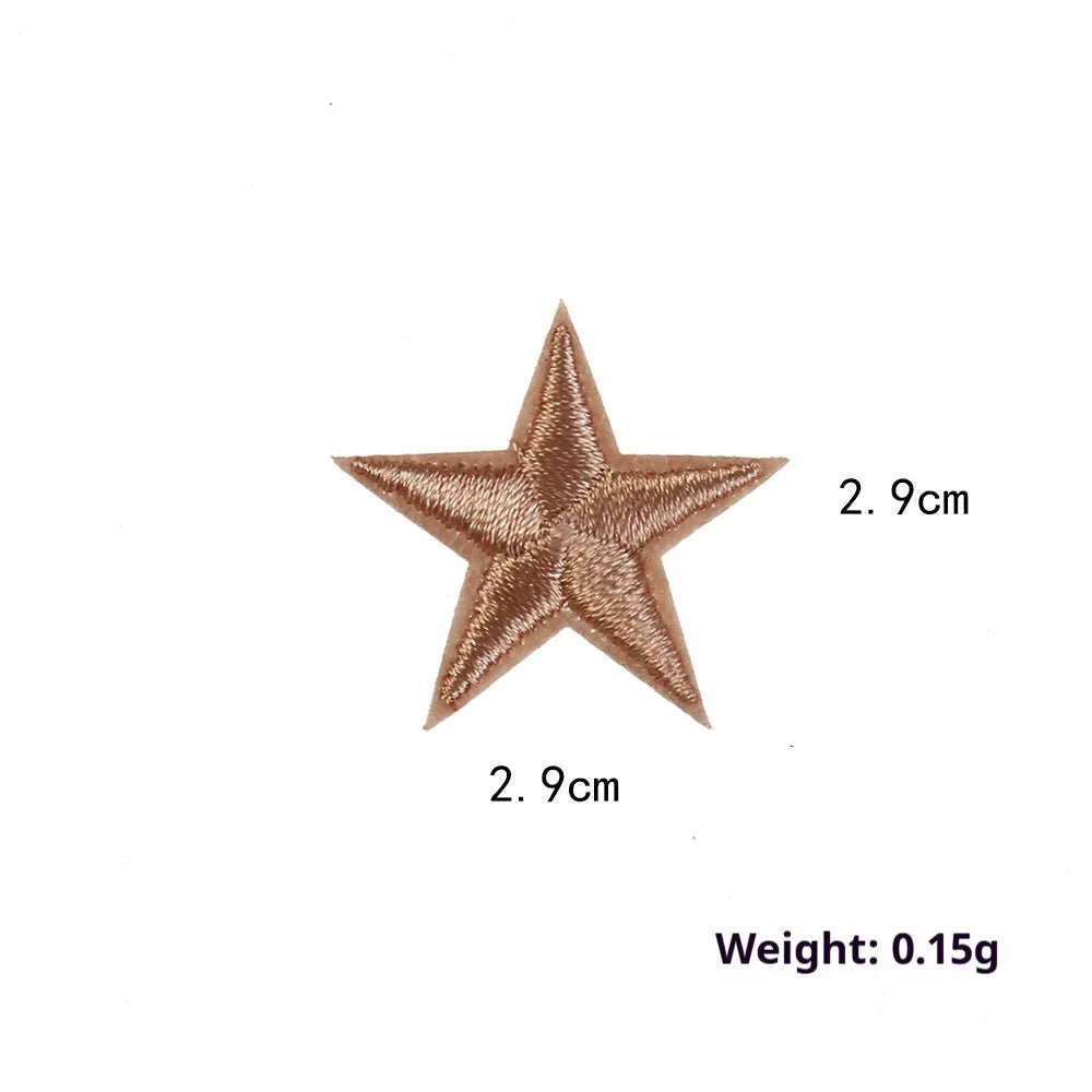 Colourful five-pointed star embroidery patches and cloth stickers for DIY clothing decoration.