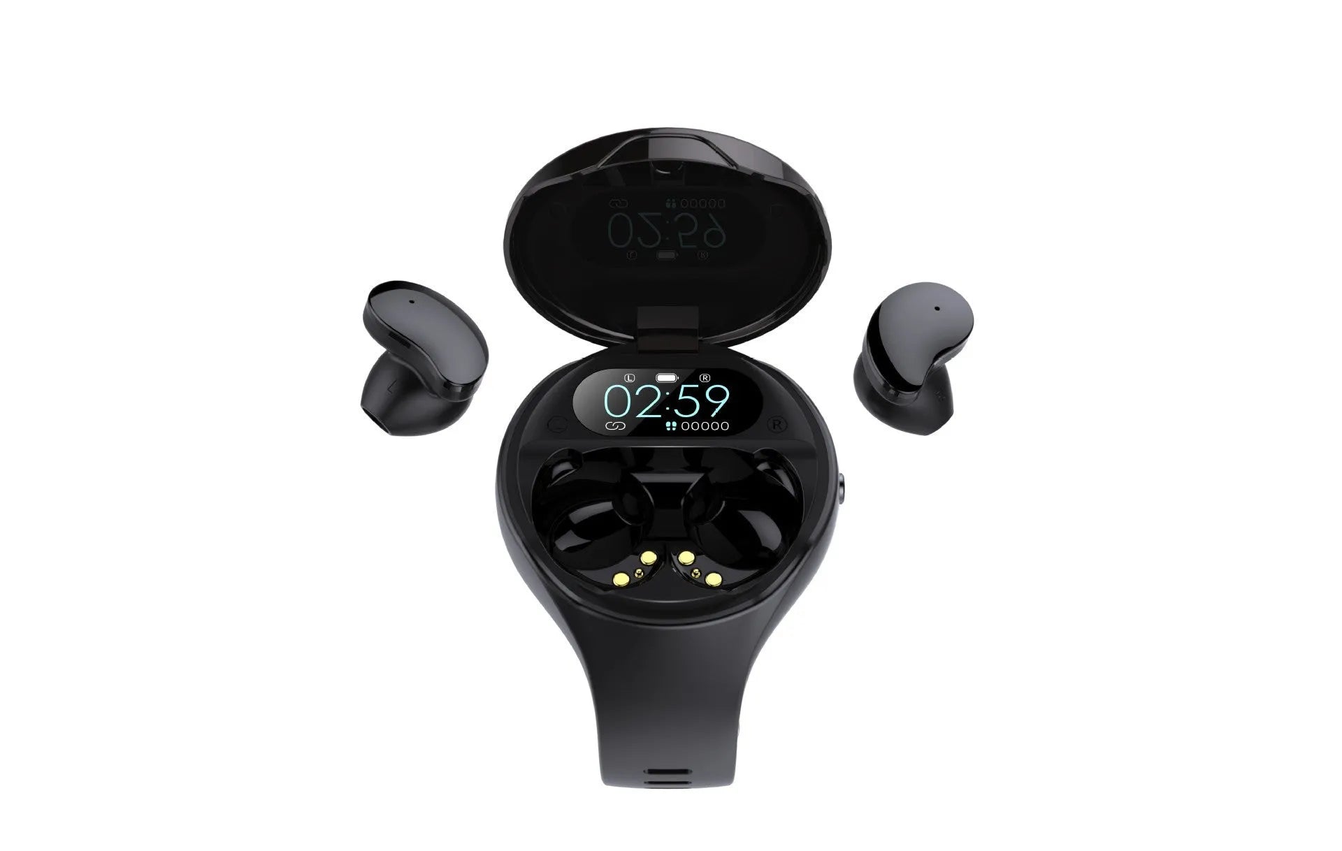 Black detachable smart watch and Bluetooth headset combo for fitness tracking and calls