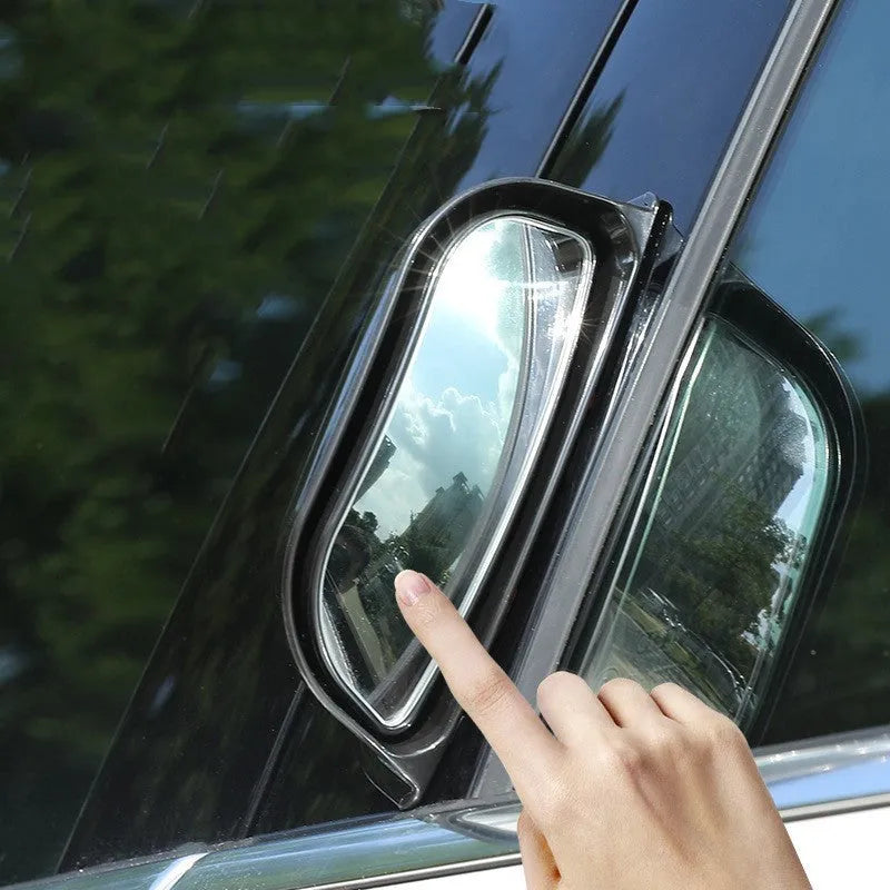 Two-row wide angle car rear view mirror in black and white with universal fit for outside mirror replacement