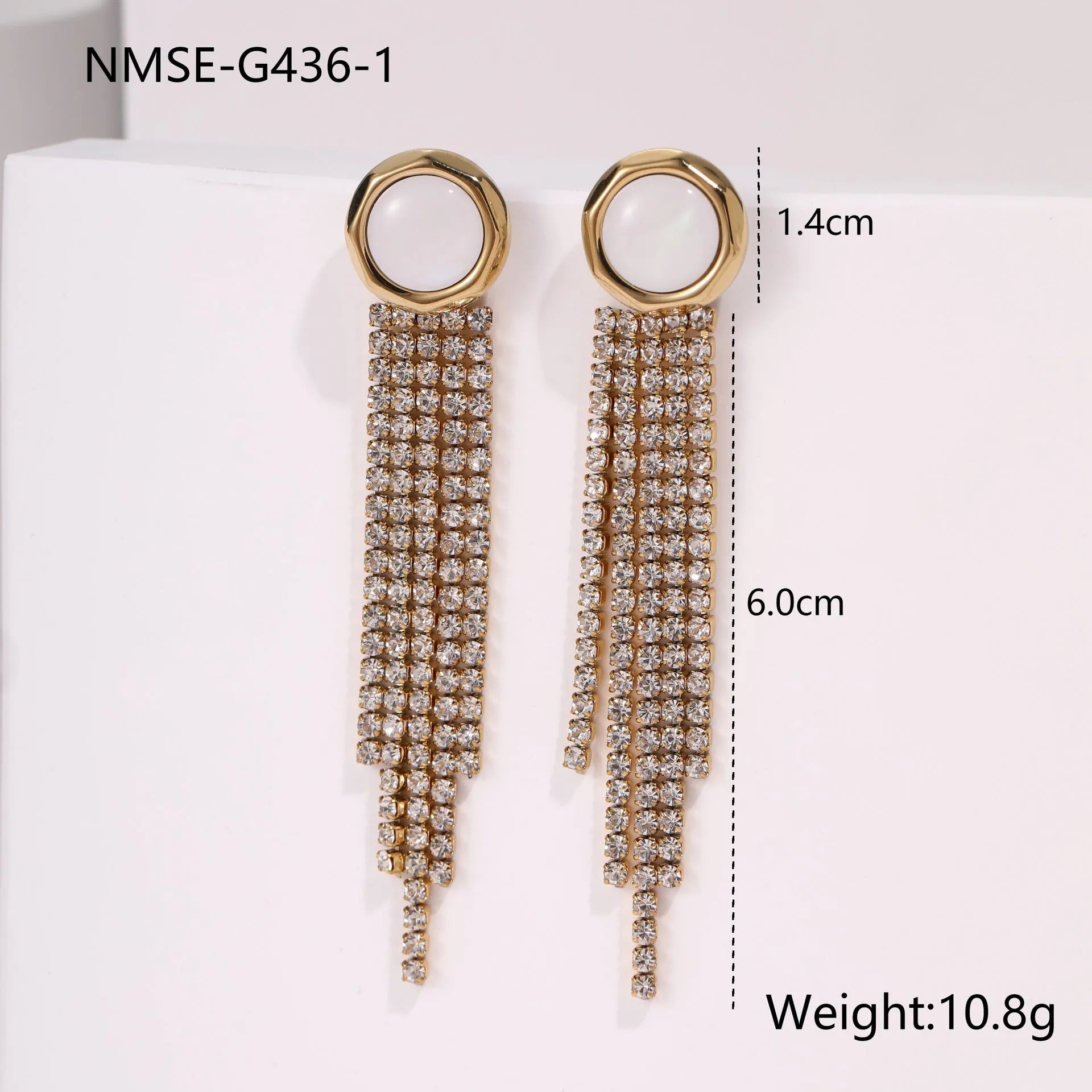 Diamond tassel love stainless steel earrings with 18K gold electroplating and geometric heart star designs
