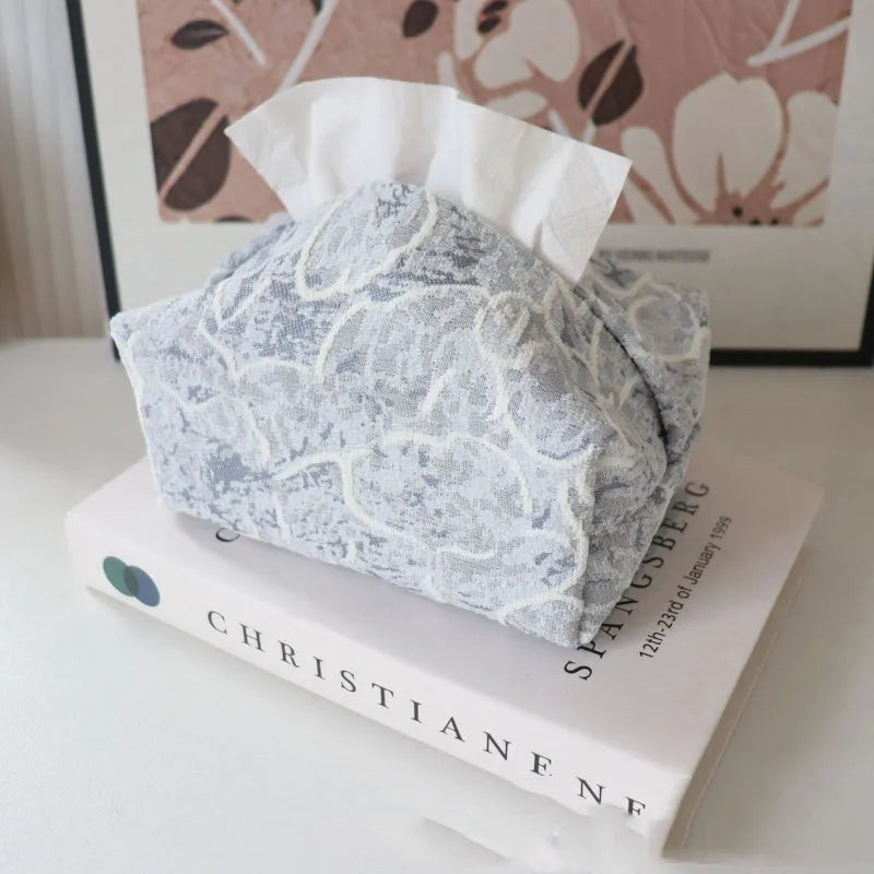 Cotton fabric drawer tissue box in rustic floral pattern for living room decor