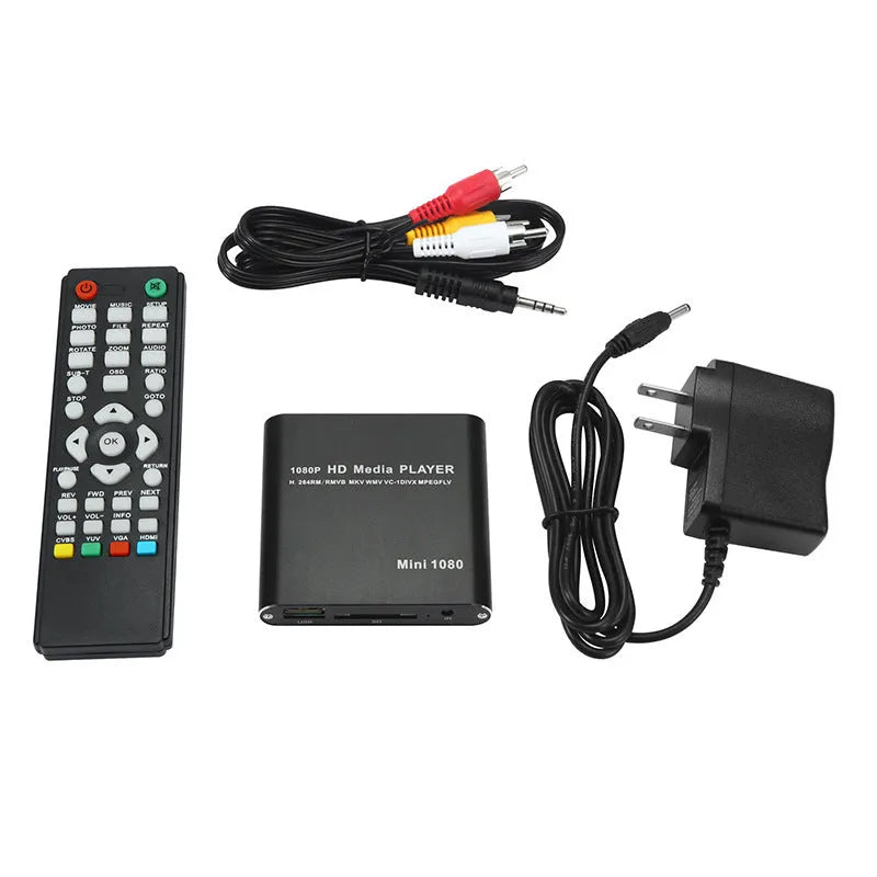 1080P Full HD media player in black or blue with HDMI, SD, USB and HDD ports