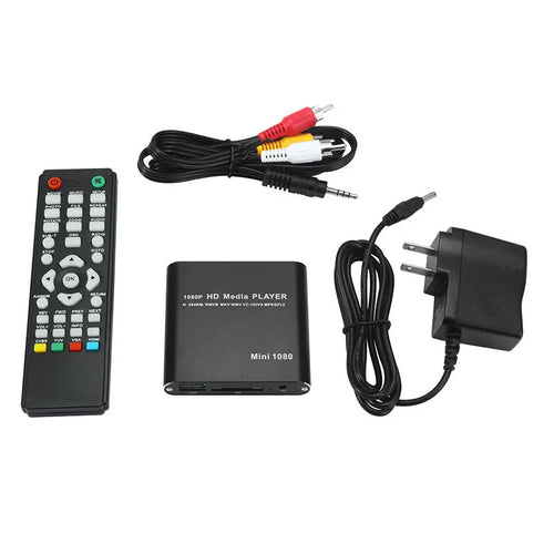 1080P Full HD media player in black or blue with HDMI, SD, USB and HDD ports