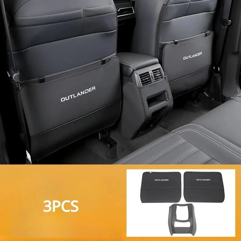Leather anti-kick pads for Mitsubishi Outlander seats and centre console