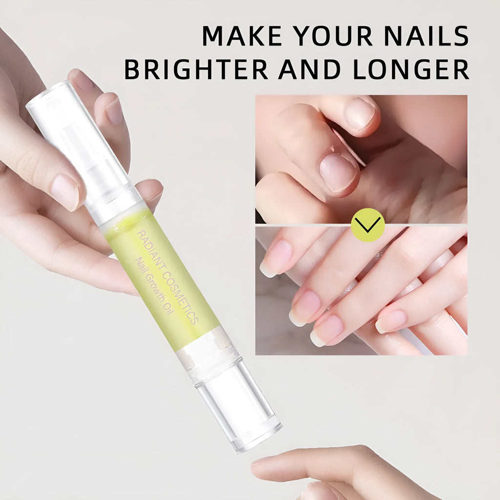 3ml bottle of clear wash-free nail growth and moisturising treatment oil