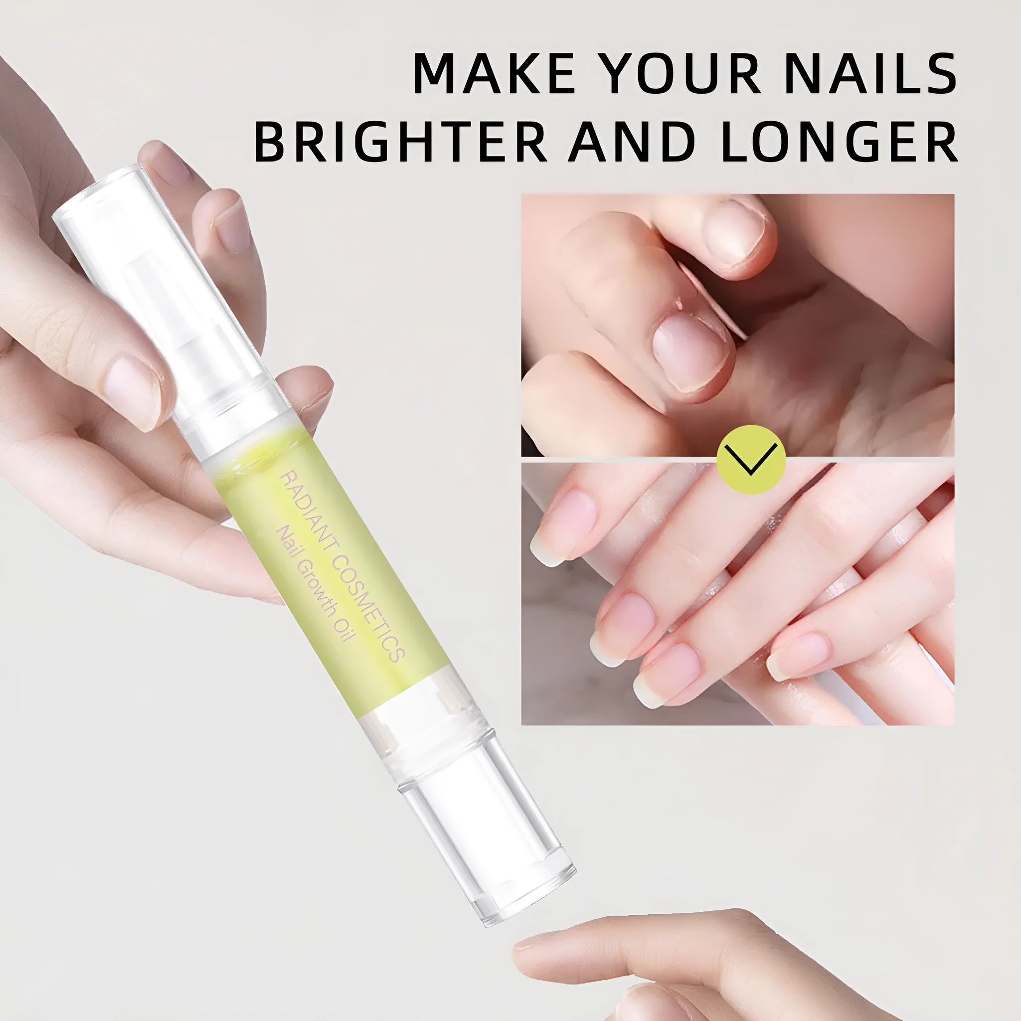 3ml bottle of clear wash-free nail growth and moisturising treatment oil