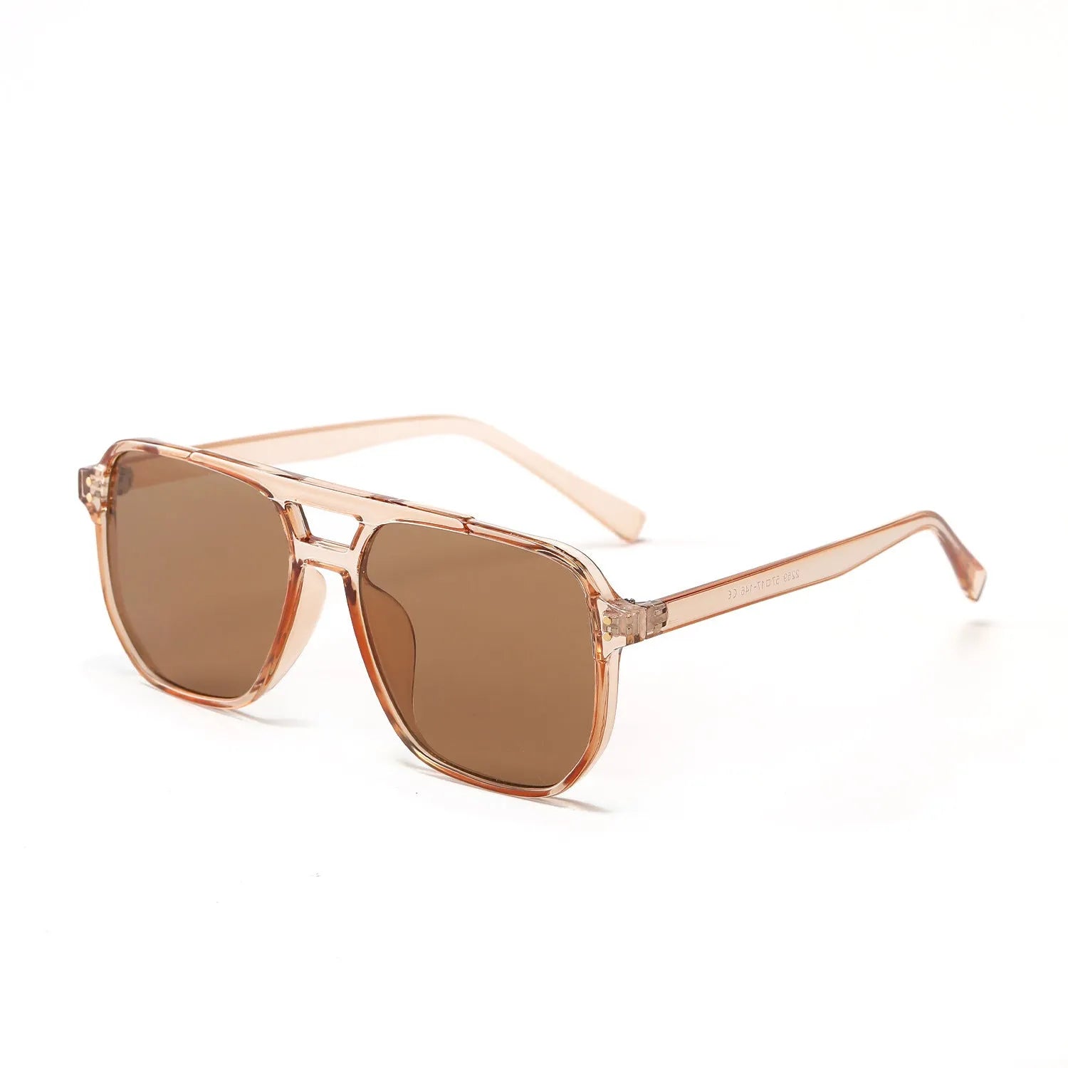 Square double beam fashion sunglasses with black PC frame and coloured AC lenses for UV400 protection