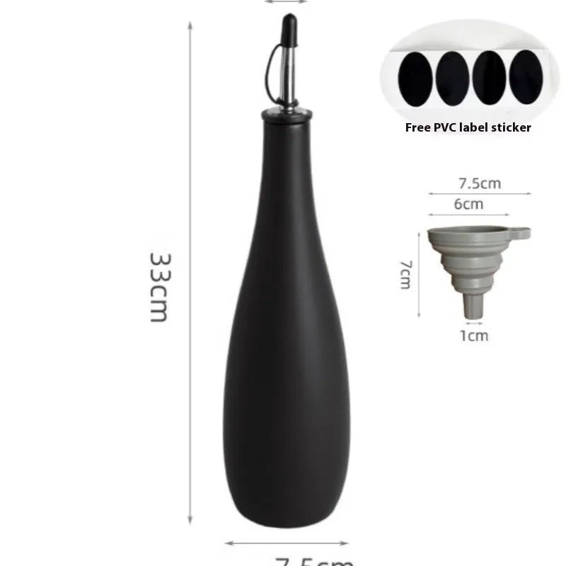 Ceramic oil pot with funnel lid and integrated brush in kitchen setting