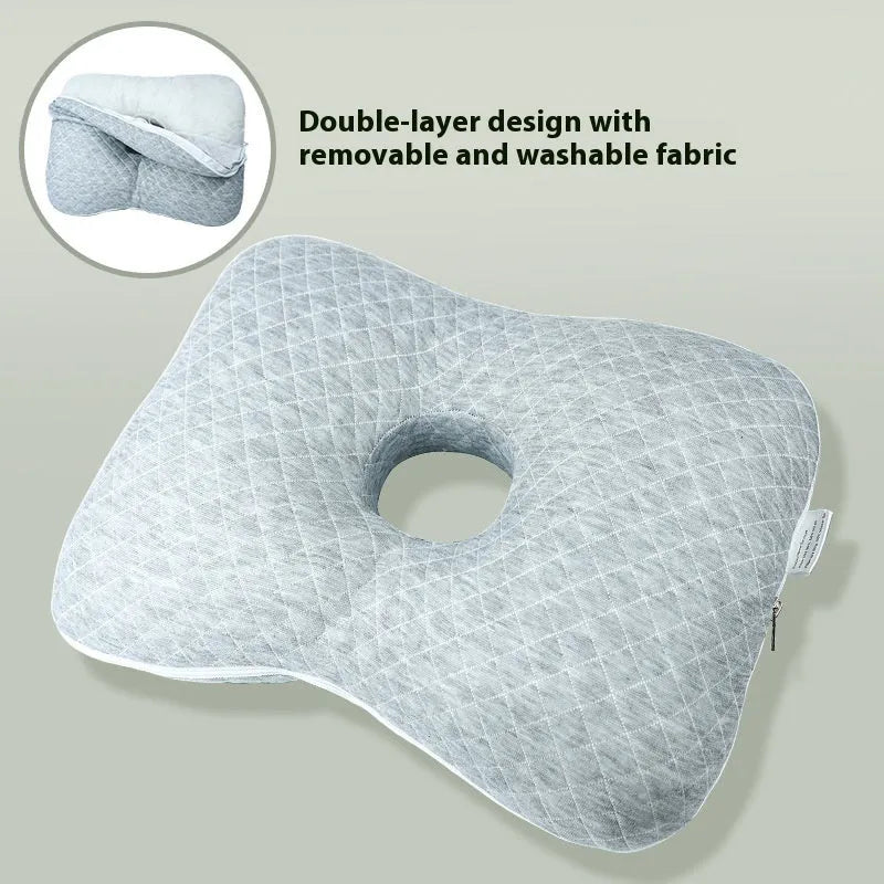 Single-hole ear pillow for salon use with detachable cover, shown in Boer Gray colour.