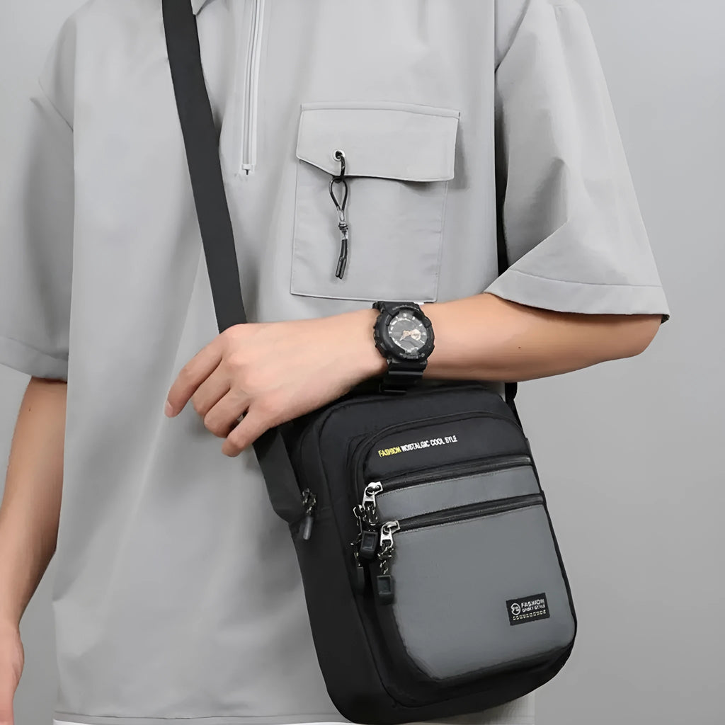 Men's waterproof nylon crossbody bag in urban simplicity style with multiple colour options
