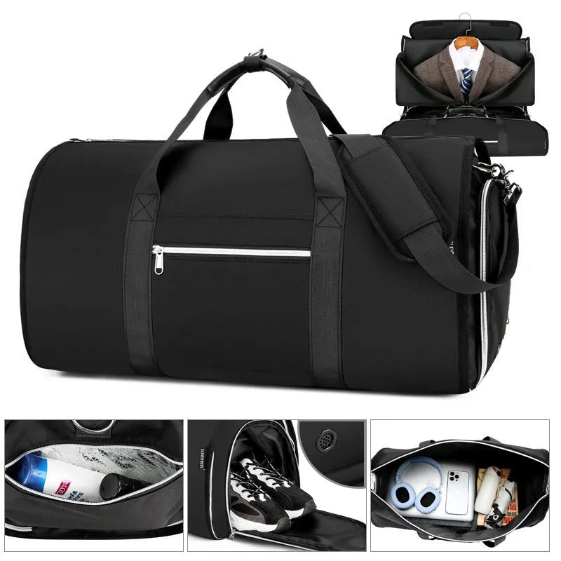 Oxford cloth business sports bag with dry wet separation compartments in grey colour option