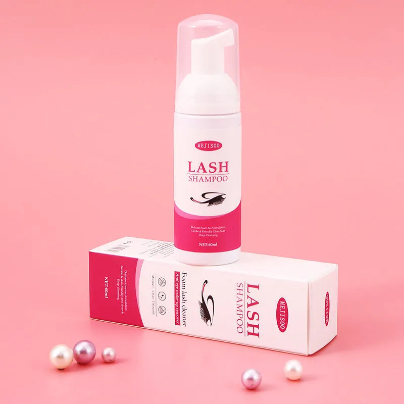 60ml lash shampoo mousse bottle with pump applicator for eyelash extension cleaning