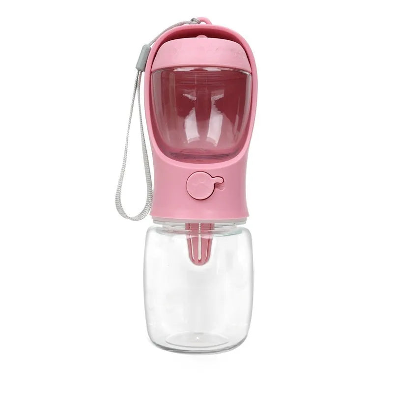 Blue plastic dual-use portable dog drinking cup with two-in-one design for outdoor hydration.