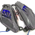 Yamaha NMAX LED side lamp replacement with carbon fibre decoration and blue/red lighting options