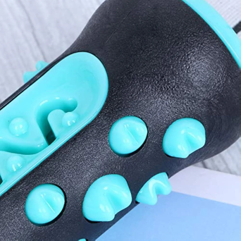 15 cm natural rubber dog dental chew toy in blue, green, yellow, or black blue for teeth cleaning