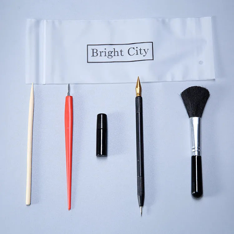 Scratch painting tool set with scraping pens, healing pens, brushes and photo frames for card artwork