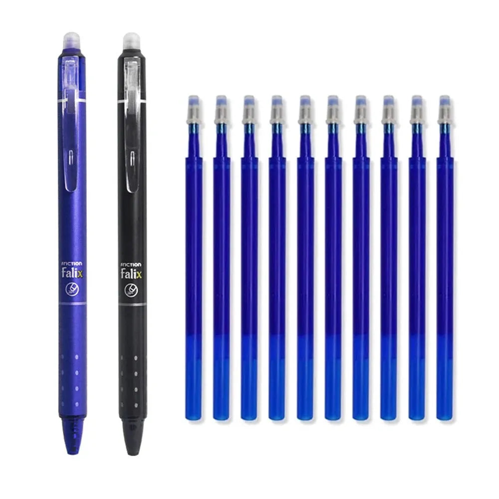 Hot erasable push gel pen 0.5mm with plastic shell and stainless steel nib