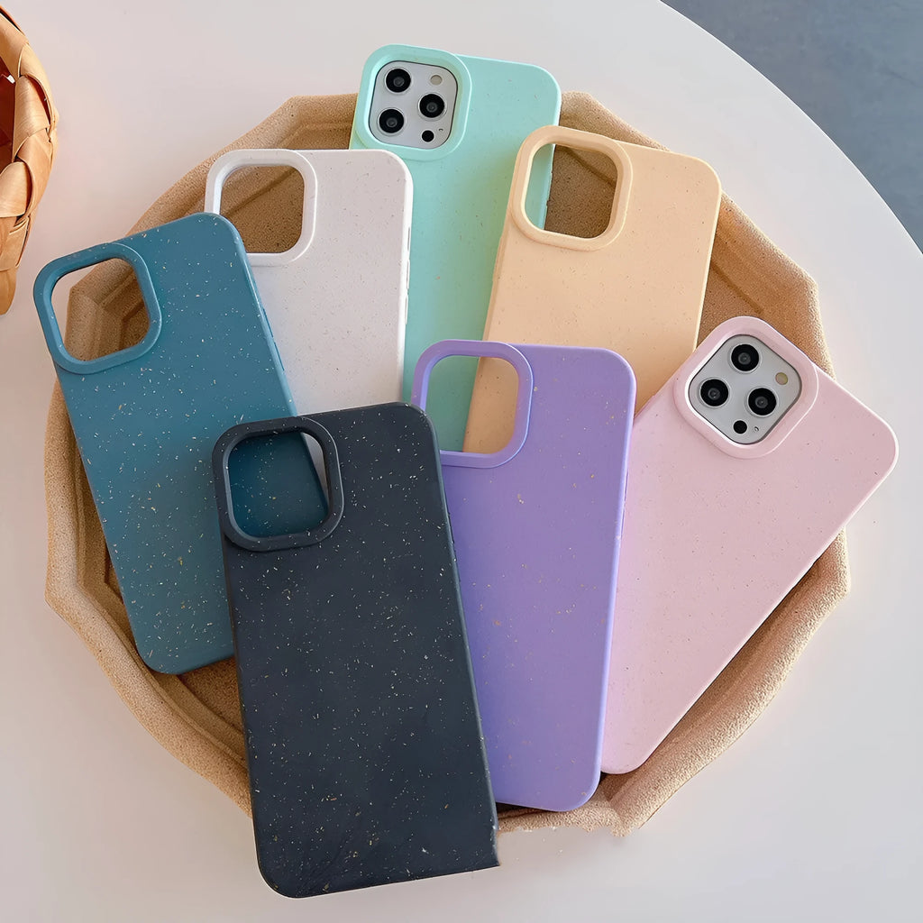 Wheat straw fibre iPhone case in seven colour options for iPhone 11 to 14 Pro Max models