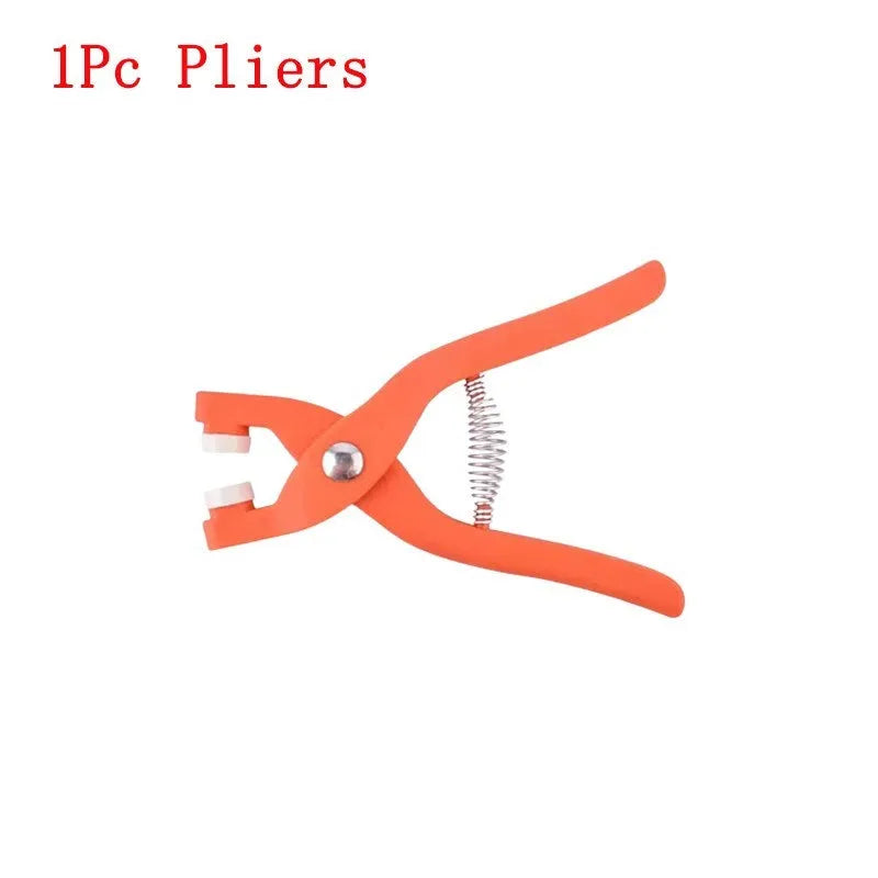 Stainless steel five claw no-sew suit buttons with pliers tool for children's clothing.