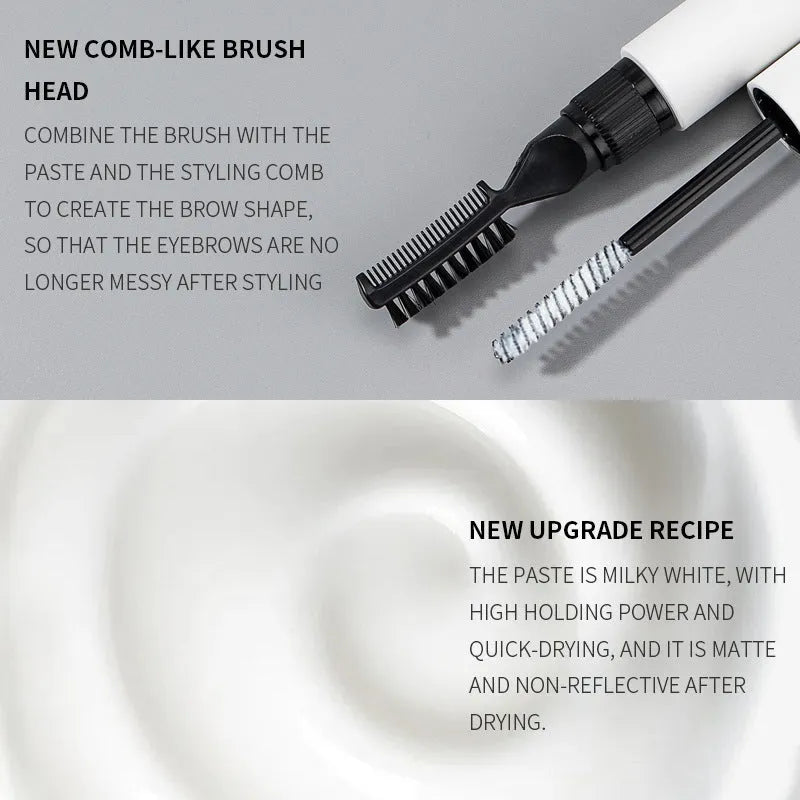 Eyebrow glue for natural shaping with one-brush application in pink or white colour options