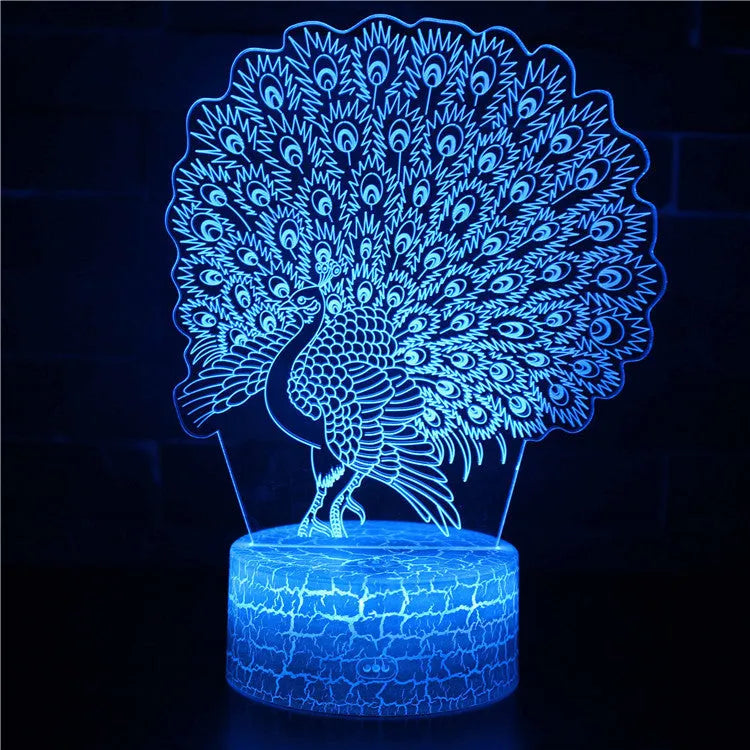 Colourful 3D acrylic USB table lamp with touch control and compact rectangular base.