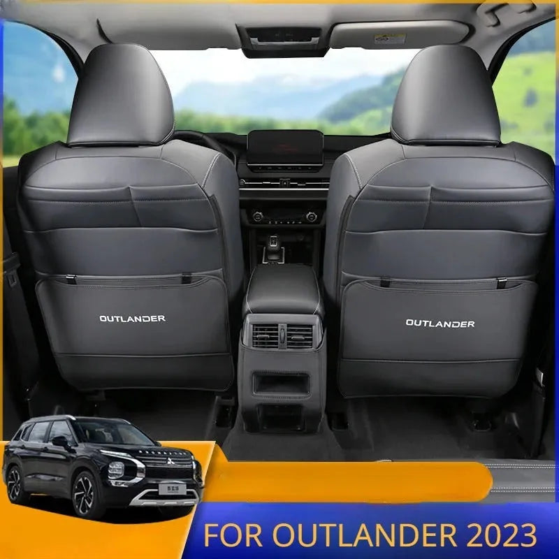 Leather anti-kick pads for Mitsubishi Outlander seats and centre console