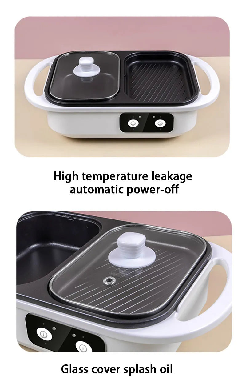 A white or green household electric hot pot appliance with mechanical controls, shown with its pot.