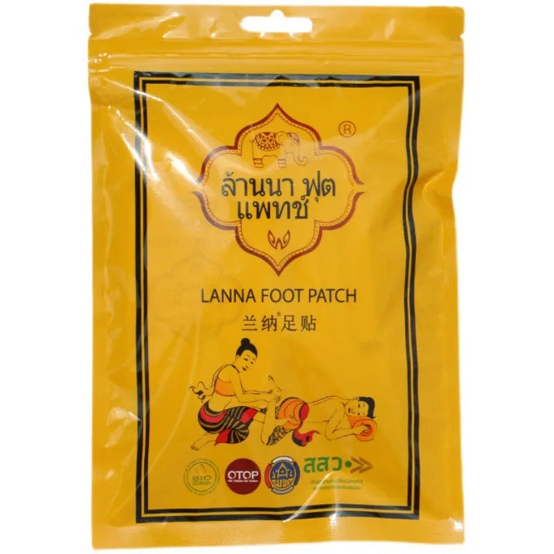 Pack of 10 foot fatigue relief patches showing adhesive foot care stickers