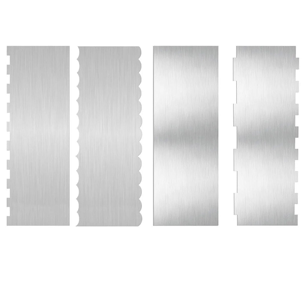 Stainless steel cream scraper with polygonal pattern design for cake decorating