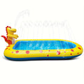 Dinosaur water spray inflatable pool with shark design play mat in blue colour