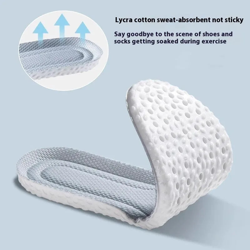 A pair of soft grey PU foam sports insoles with a trimmable edge design on a white background.