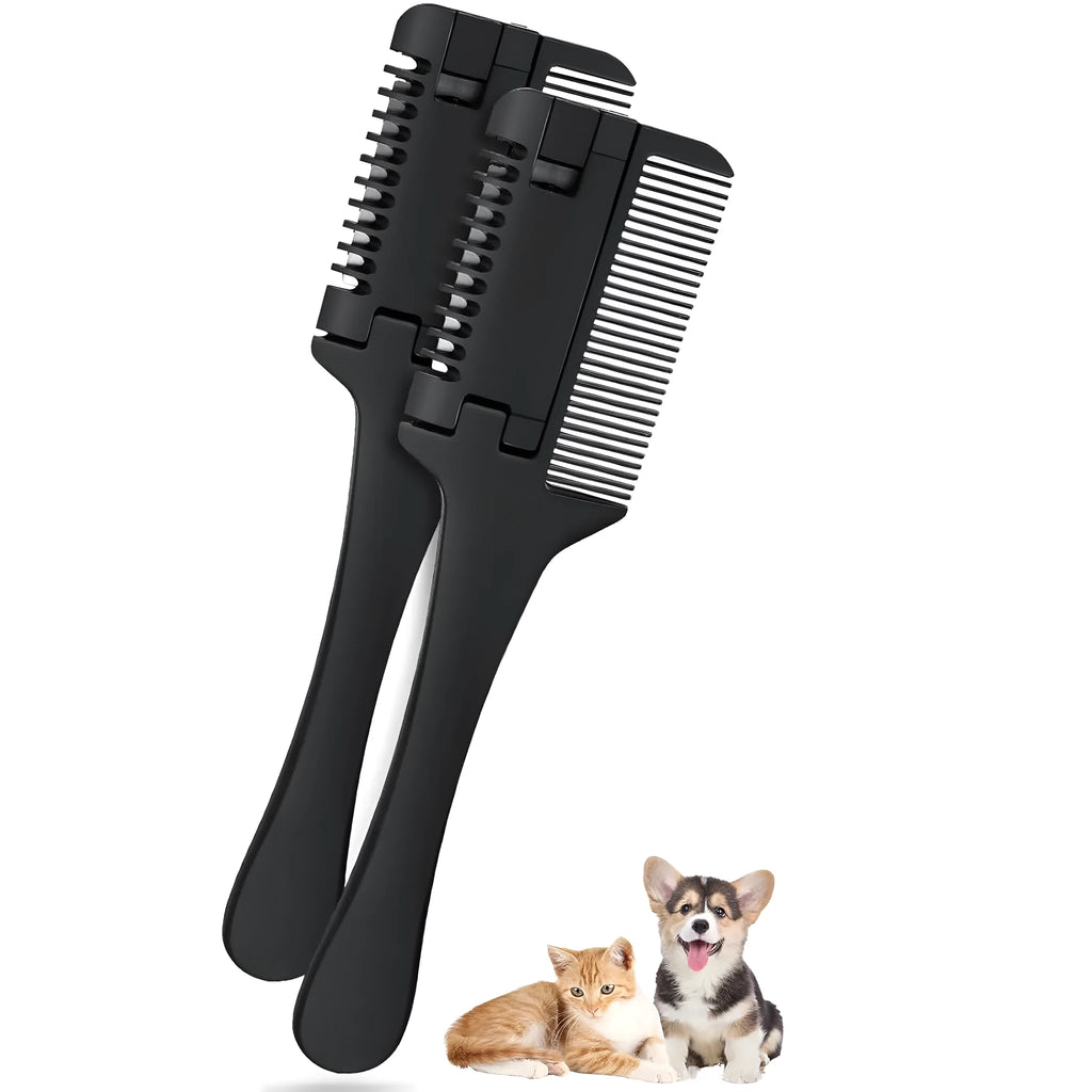 2 in 1 pet razor comb for dogs and cats with 10 replacement blades for safe hair trimming and detangling