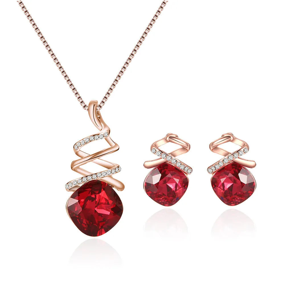Alloy bridal jewellery set with diamond processed necklace and matching earrings
