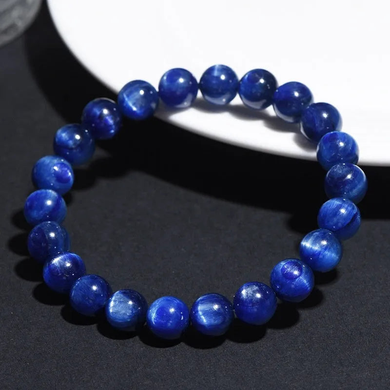 Natural blue crystal ball bracelet with Ruyi symbol in various size options