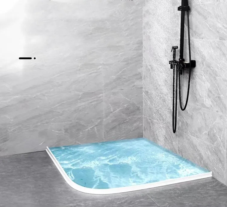 Flexible silicone bathroom water blocking strip in white, black, and grey colour options