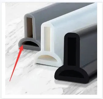 Flexible silicone bathroom water blocking strip in white, black, and grey colour options
