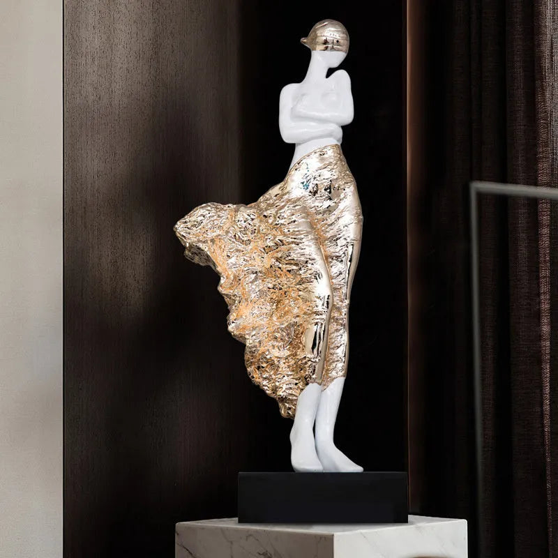 48cm tall resin character ornament in rose gold metallic finish